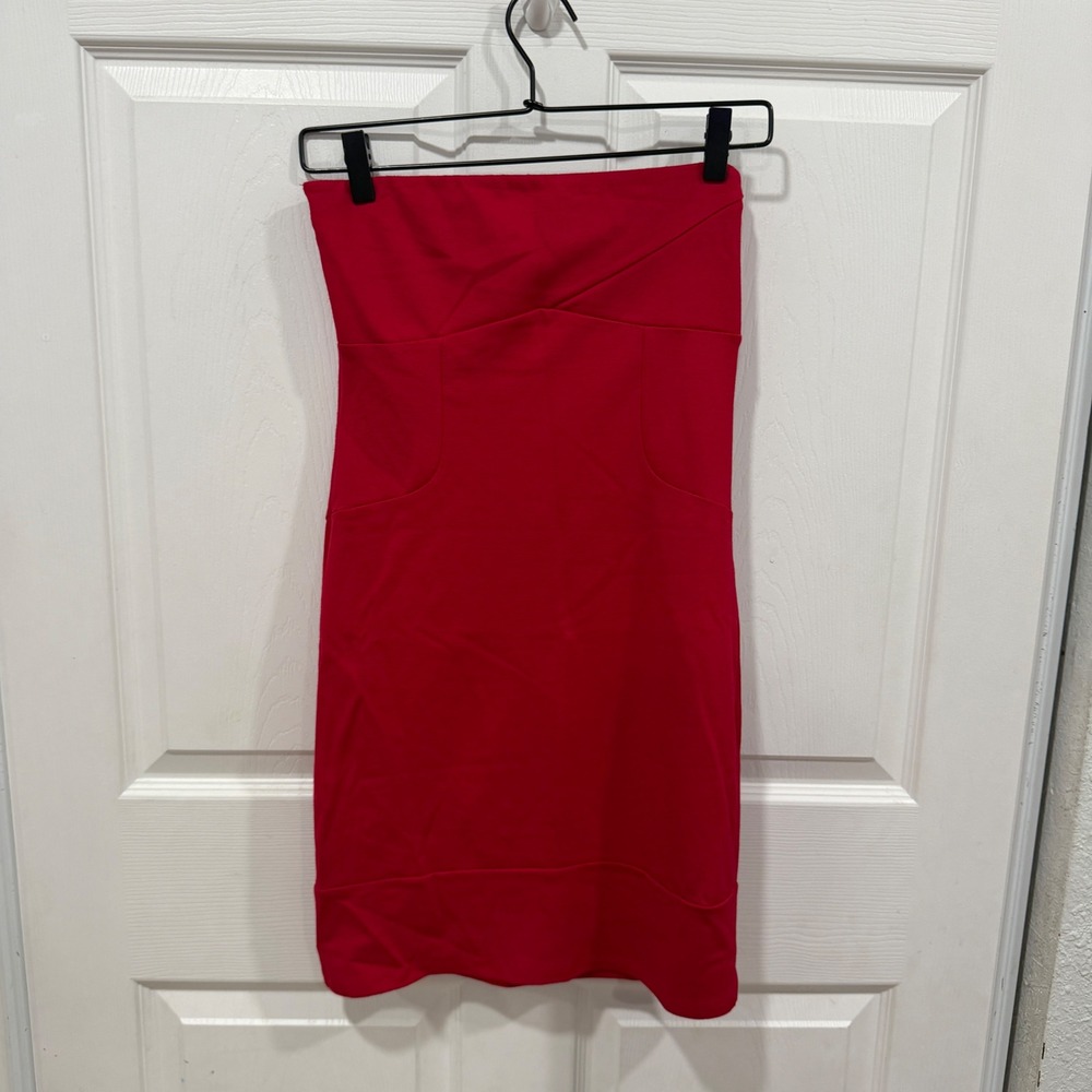 Fighting Eel Red Strapless Bodycon Mini Dress with Pockets XS